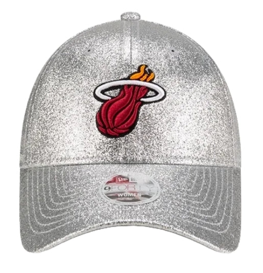 Miami Heat New Era Women's 9FORTY Sparkly Adjustable Hat - Silver