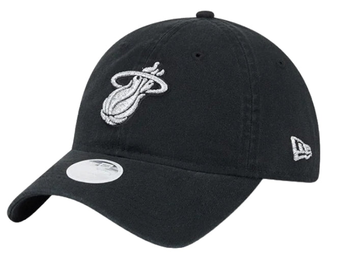 Miami Heat New Era Youth 9Twenty Logo Glitz Adjustable Hat - Black