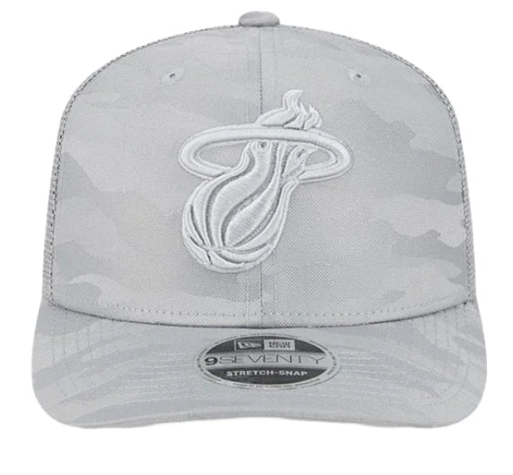 Miami Heat New Era 9Seventy Camo Canvas Mesh Back Stretch-Snap Hat - Grey