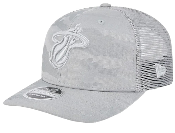 Miami Heat New Era 9Seventy Camo Canvas Mesh Back Stretch-Snap Hat - Grey