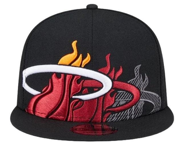 Miami Heat New Era 9Fifty Team Shadow Snapback Hat - Black