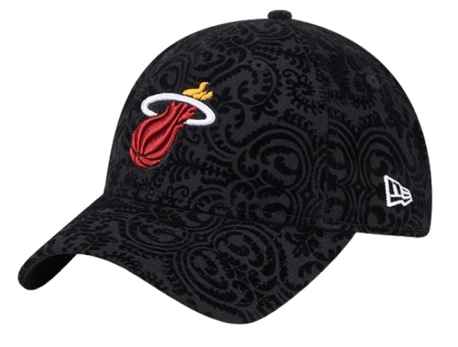 Miami Heat New Era Womens 9Twenty Flair Adjustable Hat - Black