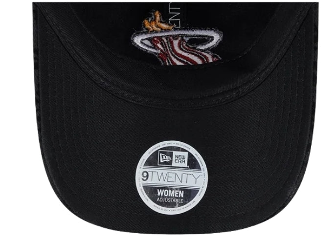 Miami Heat New Era Womens 9Twenty Flair Adjustable Hat - Black