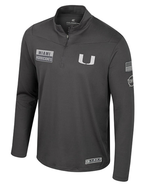 Miami Hurricanes Colosseum OHT Booyah Military Appreciation Quarter-Zip Jacket - Charcoal