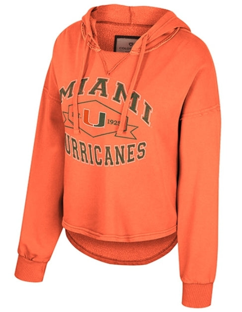 Miami Hurricanes Colosseum Women's For Serious Crop Fleece Hoodie - Orange