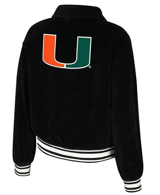 Miami Hurricanes Colosseum Women's Limo Corduroy Bomber Jacket - Black