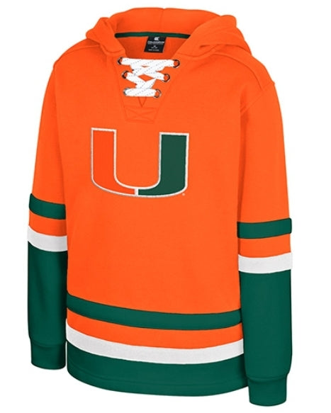 Miami Hurricanes Colosseum Youth Gunstar Lace-Up Hoodie - Orange