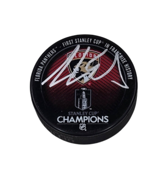 Florida Panthers Aaron Ekblad Autographed Stanley Cup Champs Hockey Puck with JSA COA