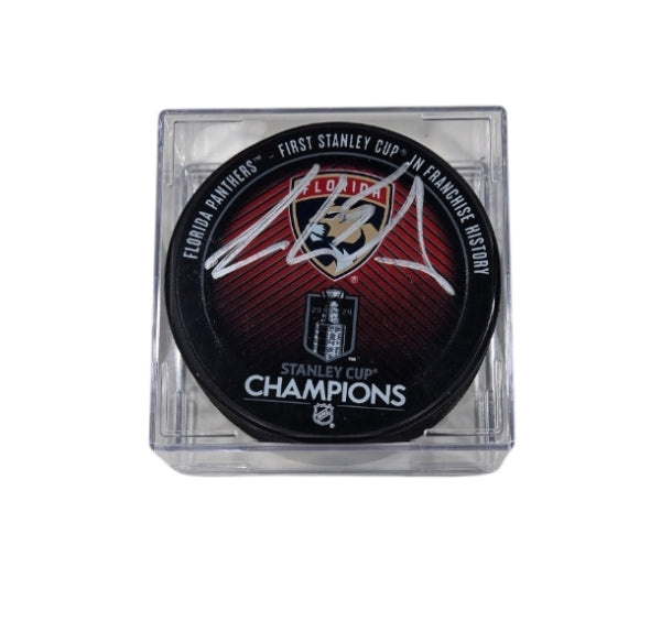 Florida Panthers Aaron Ekblad Autographed Stanley Cup Champs Hockey Puck with JSA COA