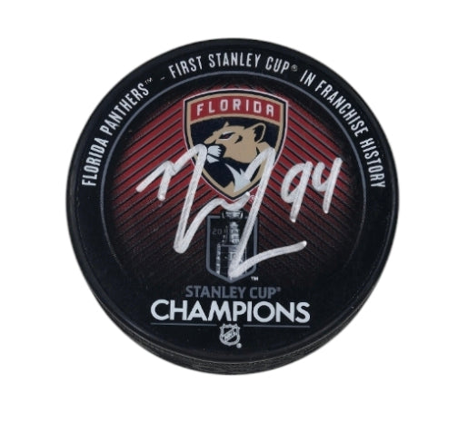 Florida Panthers Ryan Lomberg Autographed Stanley Cup Champs Hockey Puck with JSA COA