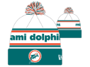 Miami Dolphins New Era 2024 Banded Historic Logo Knit Cap - White/Aqua