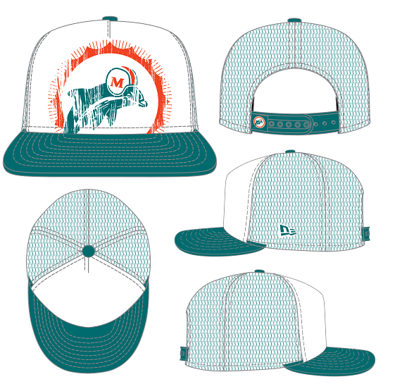 Miami Dolphins New Era 9Fifty Distressed Historic Logo Trucker Hat - White/Aqua