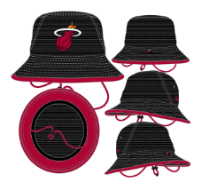 Miami Marlins New Era Digi-Tech Primary Logo Bucket Hat - Black