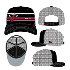 Miami Heat New Era 9Seventy Trucker Striped Mesh Back Stretch-Snap Hat - Black