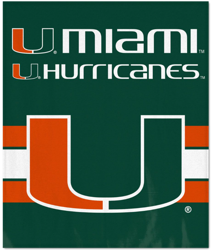 Miami Hurricanes U Stripes Ultra Soft Throw Blanket- 50" x 60"