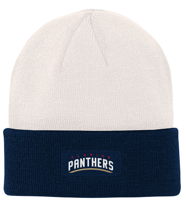 Florida Panthers Youth Primary Logo Bone Crown Cuffed Beanie - White/Navy