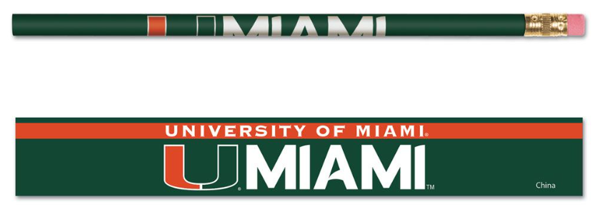 Miami Hurricanes 6 Pack Pencils - Green