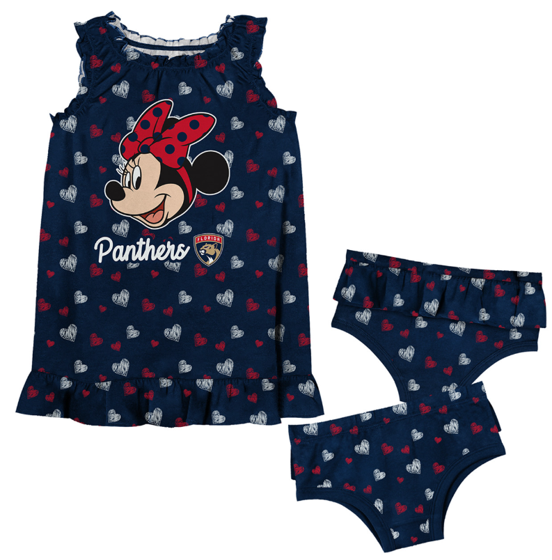 Florida Panthers Disney Minnie Mouse Dress & Panty Set - Navy Blue