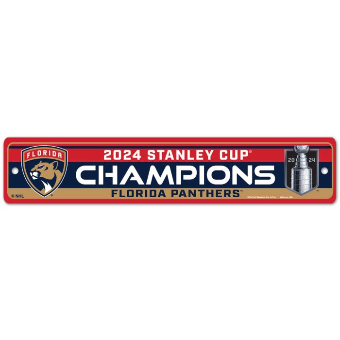 Florida Panthers 2024 Stanley Cup Champions Plastic Styrene Street Sign - 3.75" x 19"