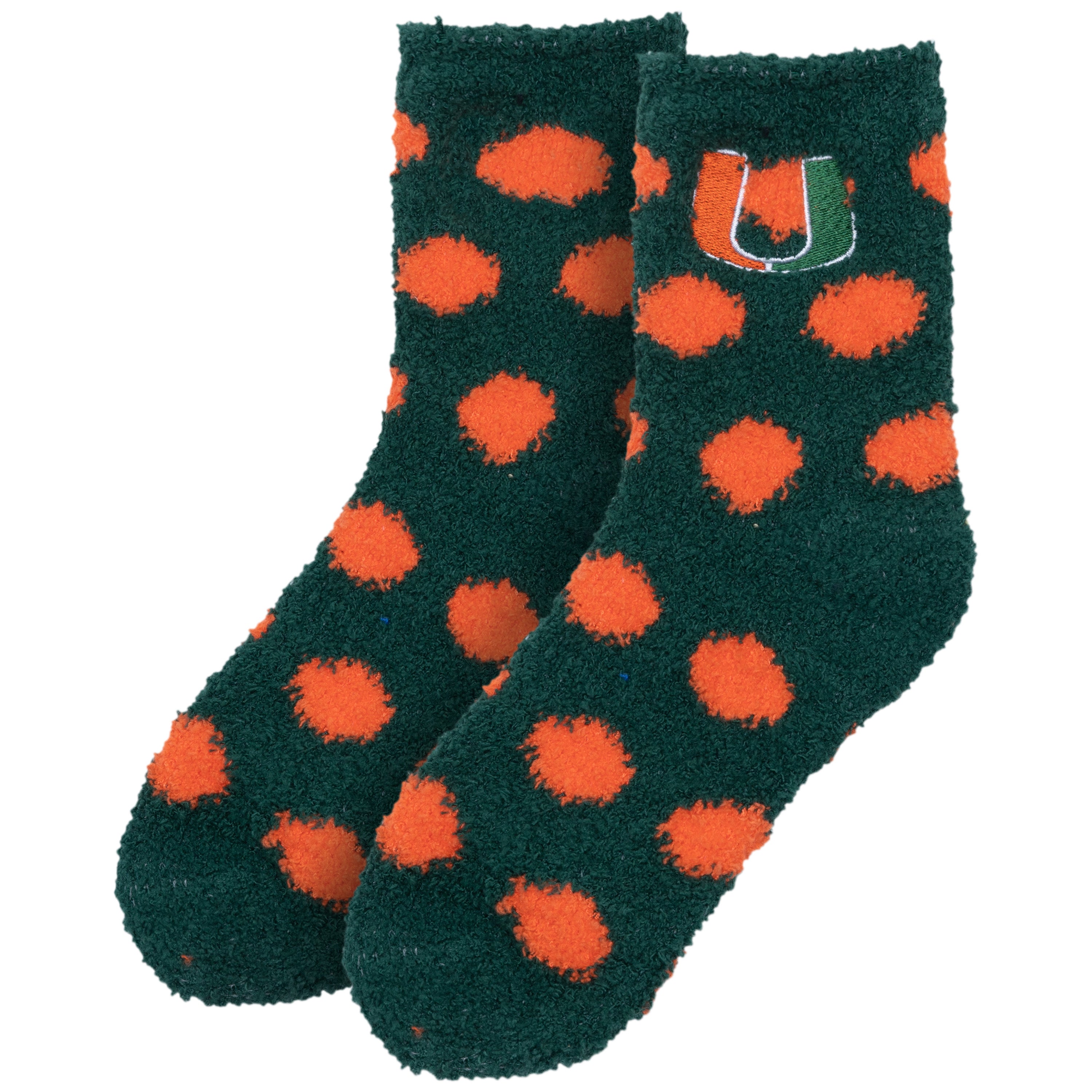 Miami Hurricanes ZooZatz Plush Dot Socks Green/Orange