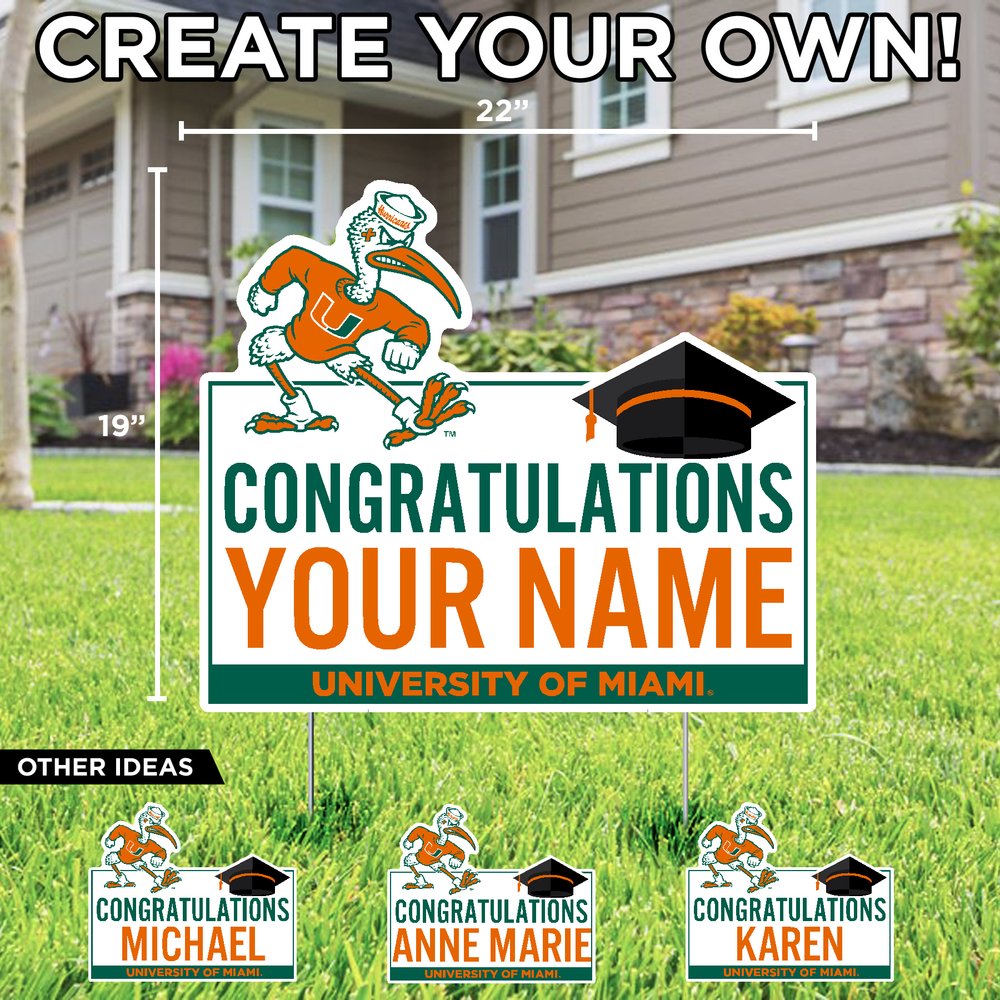 Miami Hurricanes Custom Congratulations Sebastian Lawn Sign