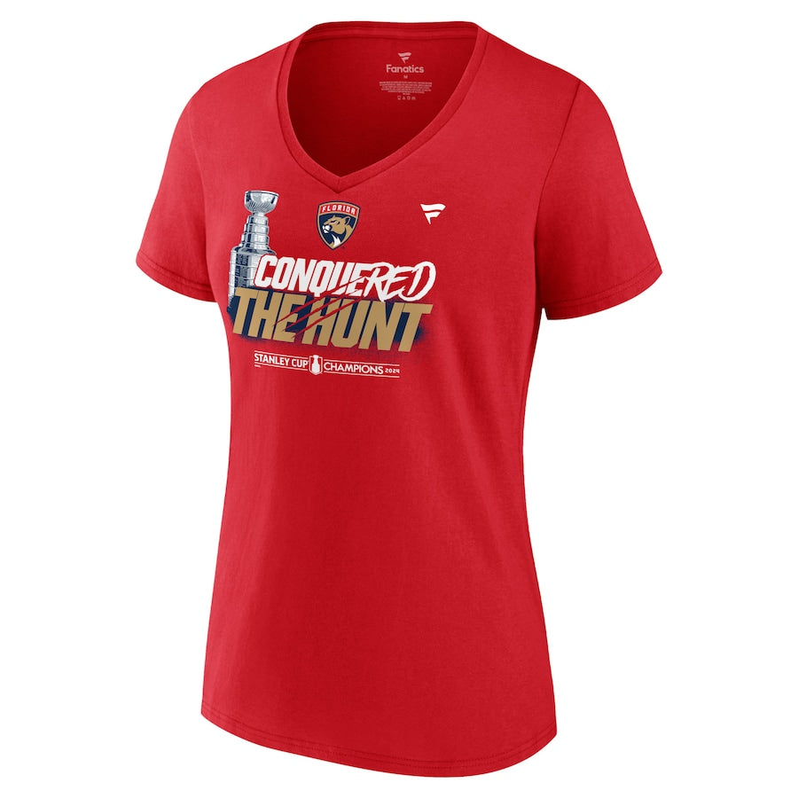 Florida Panthers 2024 Stanley Cup Champions Women's Celebration T-Shirt - Red