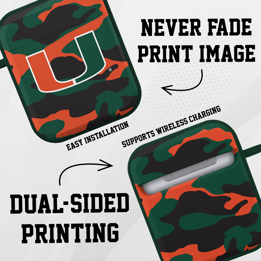 Miami Hurricanes Camo HDX Apple AirPods Generations 1 & 2 Case Cover - Camo