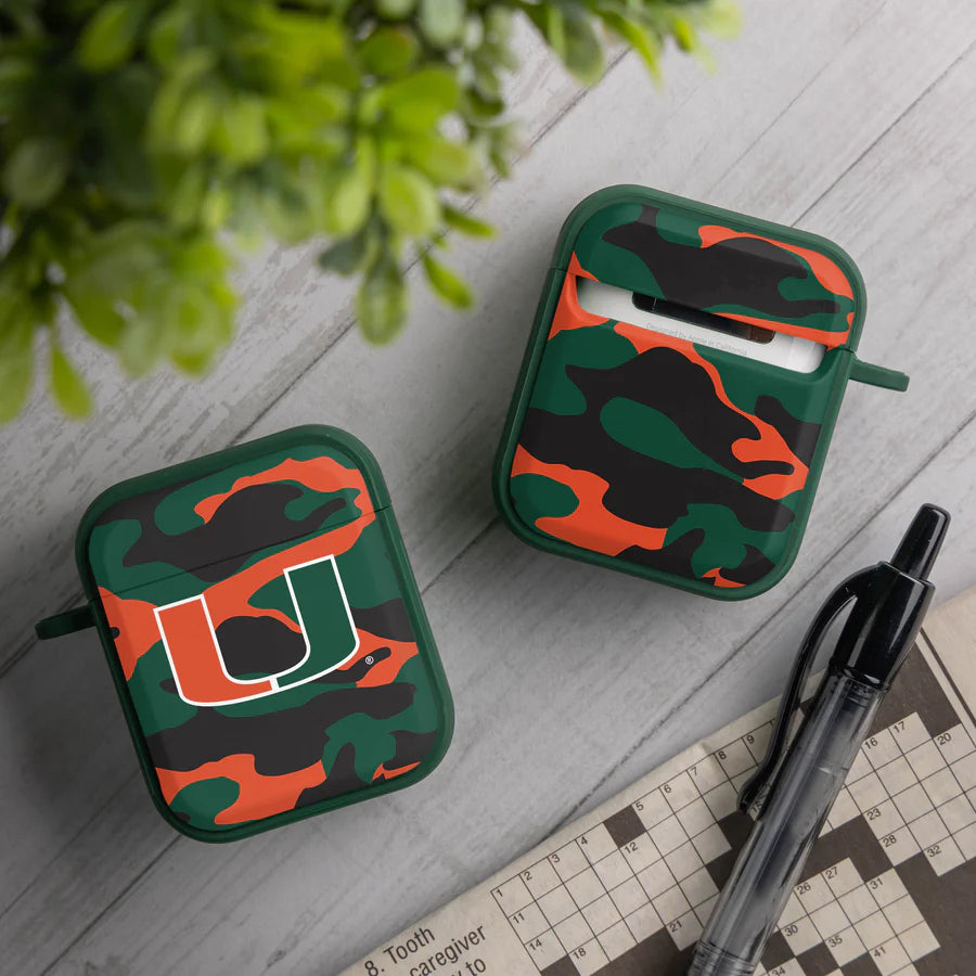 Miami Hurricanes Camo HDX Apple AirPods Generations 1 & 2 Case Cover - Camo