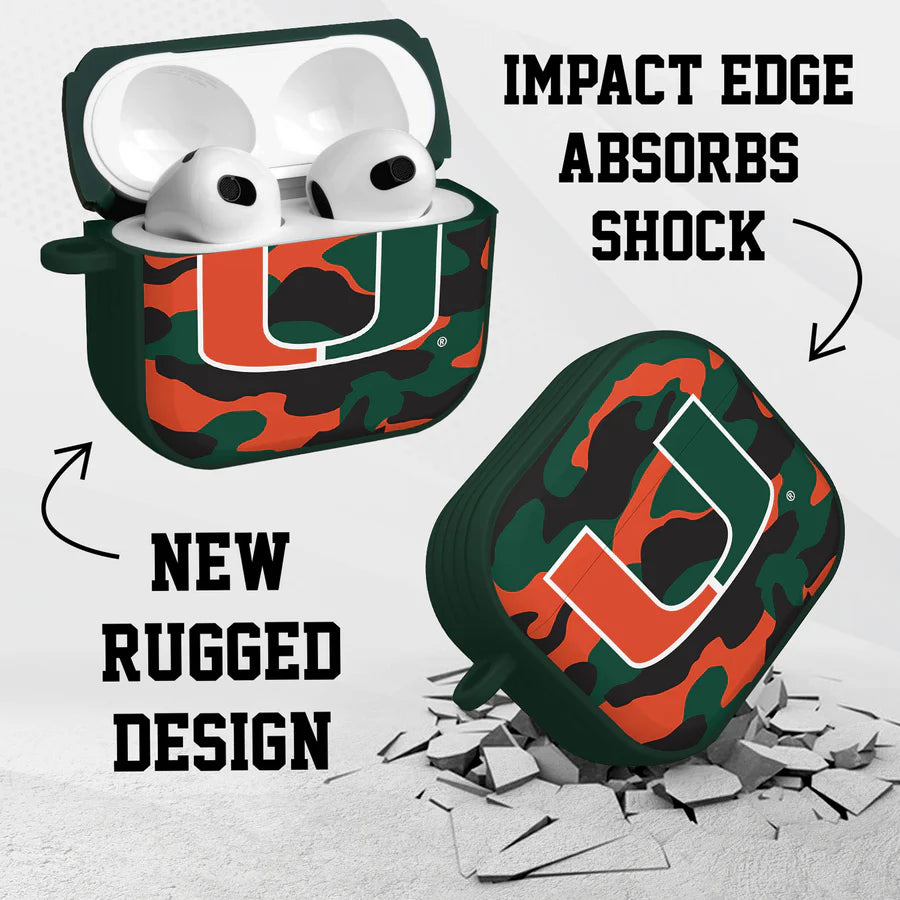 Miami Hurricanes Camo HDX Apple AirPods Generations 3 Case Cover - Camo