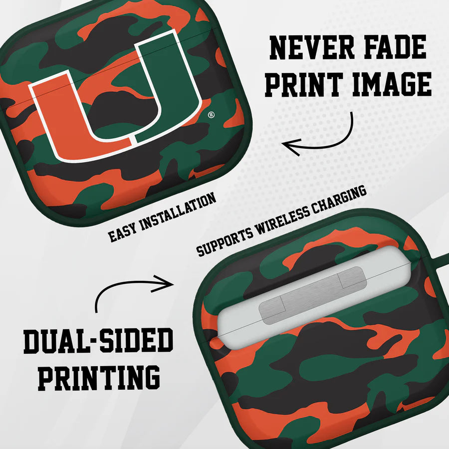 Miami Hurricanes Camo HDX Apple AirPods Generations 3 Case Cover - Camo