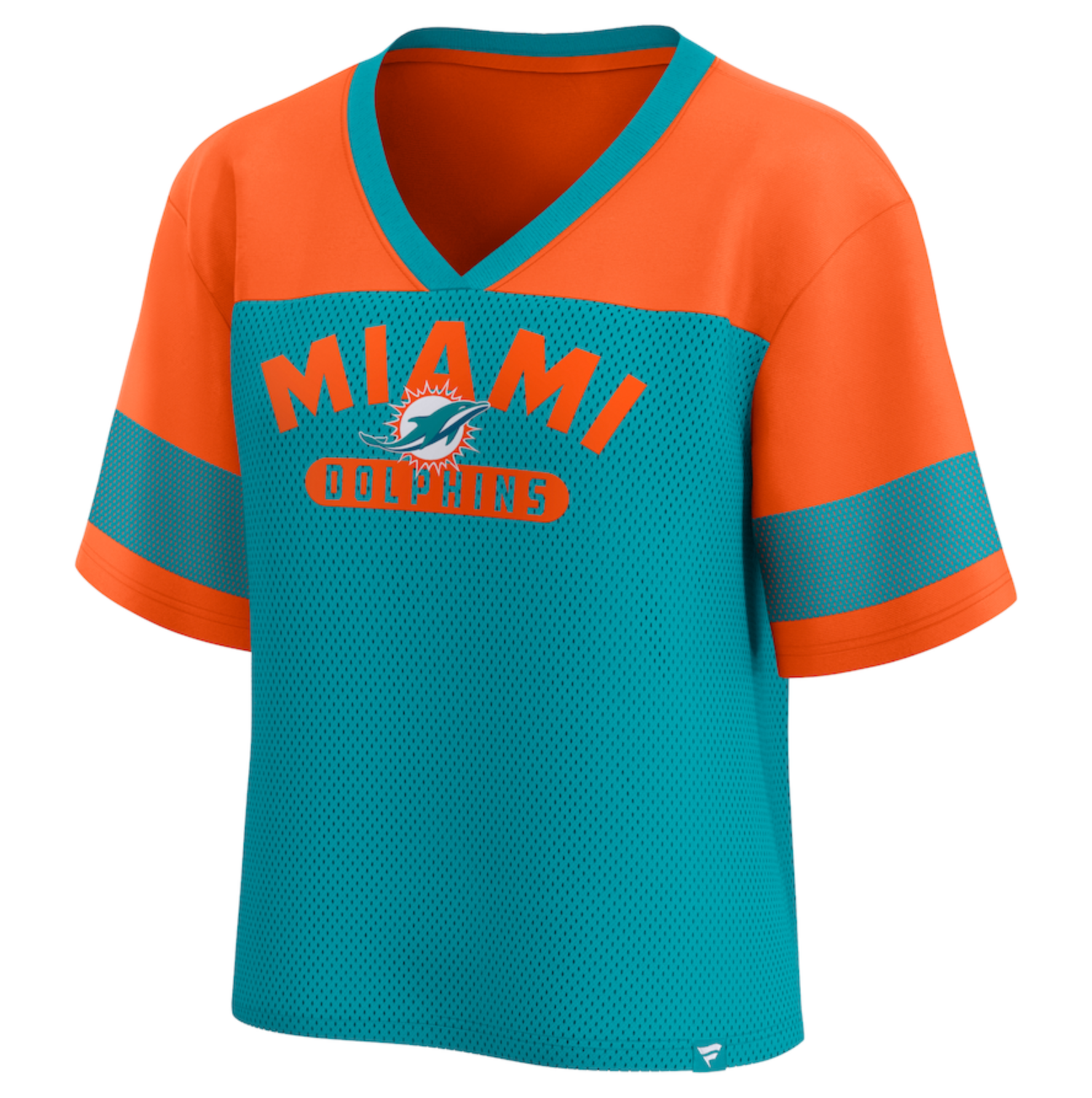 Miami Dolphins Fanatics Women's Homeschool Jersey Poly V-Neck Fashion Top - Aqua/Orange