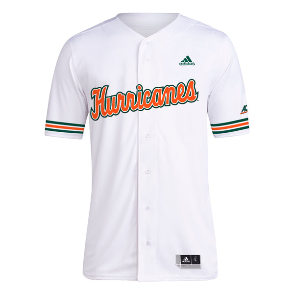 Miami Hurricanes adidas Two-Button Baseball Jersey - Black