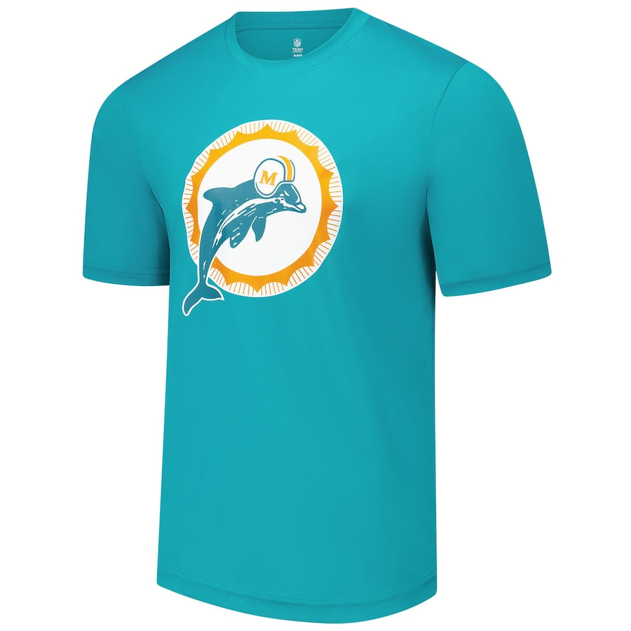 Miami Dolphins Stadium Retro Logo T-Shirt - Aqua