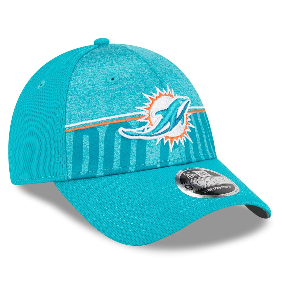 Men's Miami Dolphins New Era Aqua Script Trucker 9FIFTY Snapback Hat