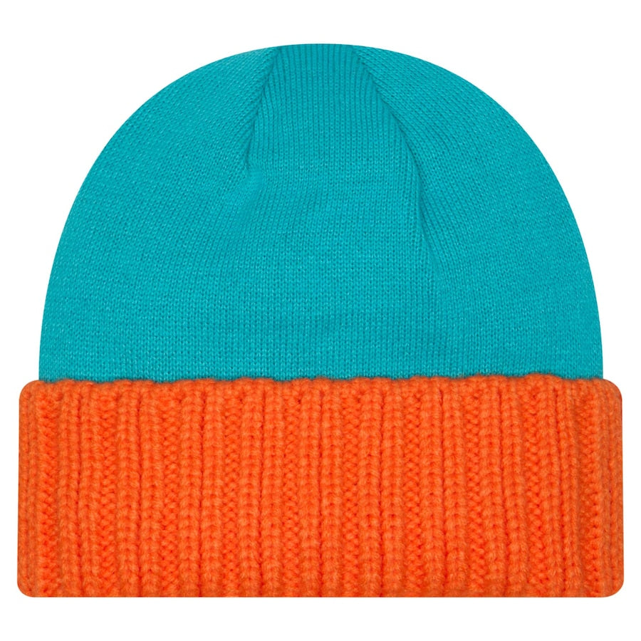 Miami Dolphins New Era 2024 Oversized Sublimated Primary Logo Knit Cap - Aqua/Orange