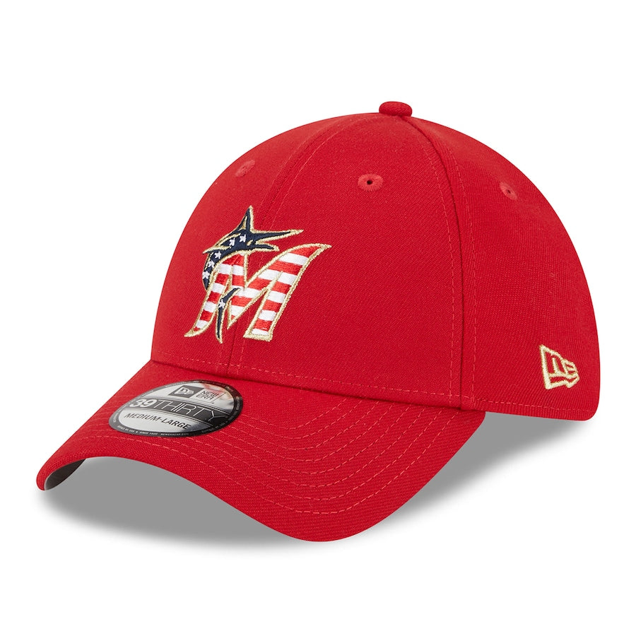 July Red Marlins 39Thirty New Era Hat 4th Flex Miami - 2024