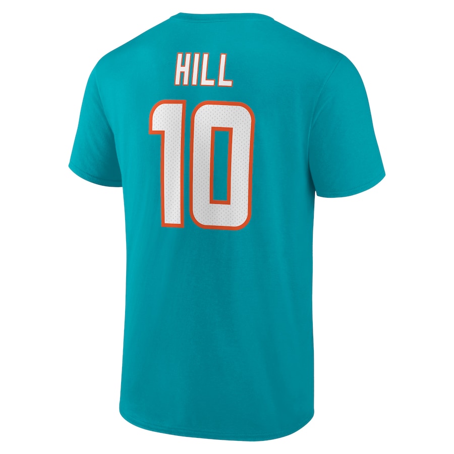 Miami Dolphins Tyreek Hill Icon Name & Number T-Shirt - Aqua