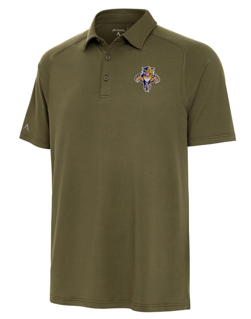 Florida Panthers Antigua Throwback Logo Set Polo - Olive Green