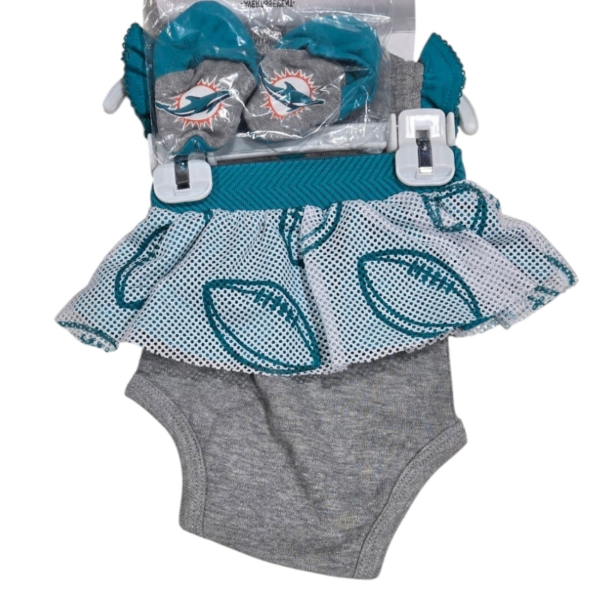 Miami Dolphins 3 Piece Creeper Set with Skirt and Booties