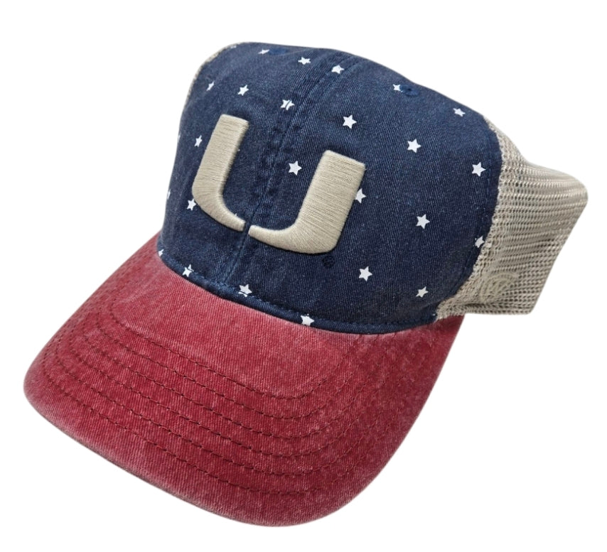 Miami Hurricanes TOW OHT Stars and Stripes Trucker Hat - 3-Tone