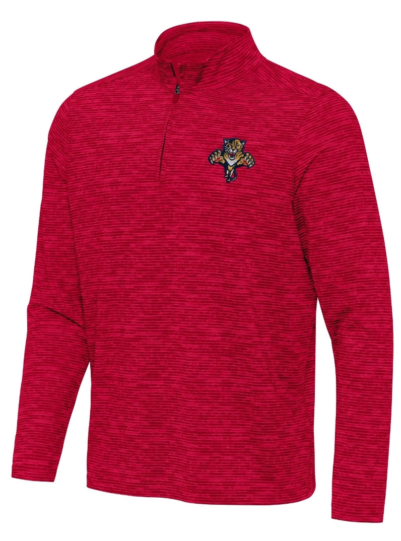 Florida Panthers Antigua Determined 1/4 Zip Pullover  - Red w Stripes