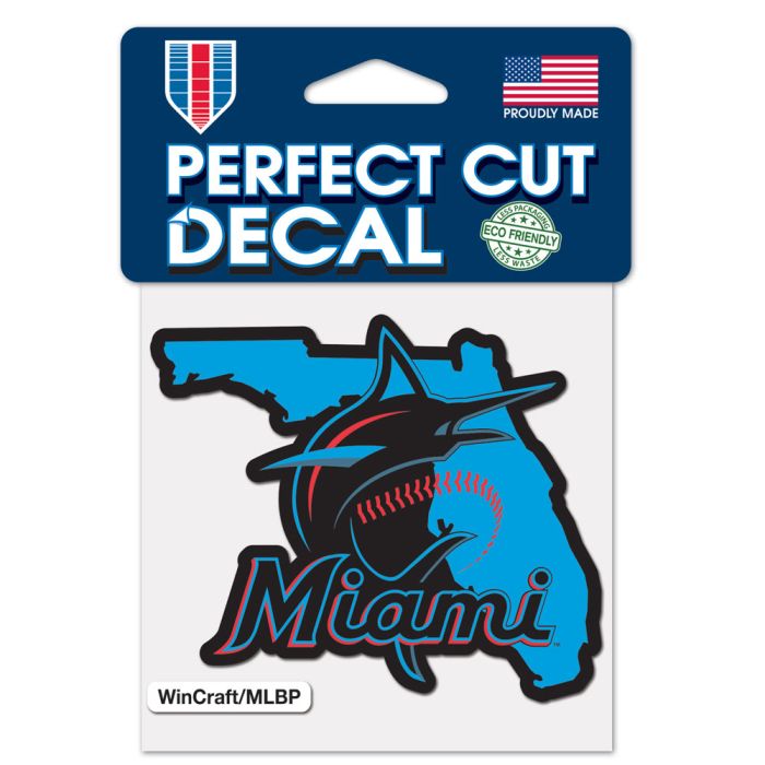 Miami Marlins State Shape Perfect Cut Decal - 4" x 4"