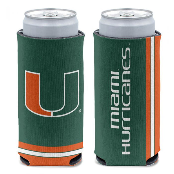 Miami Hurricanes 2-Sided U/Sebastian Logos Slim Can Cooler - Orange/Green