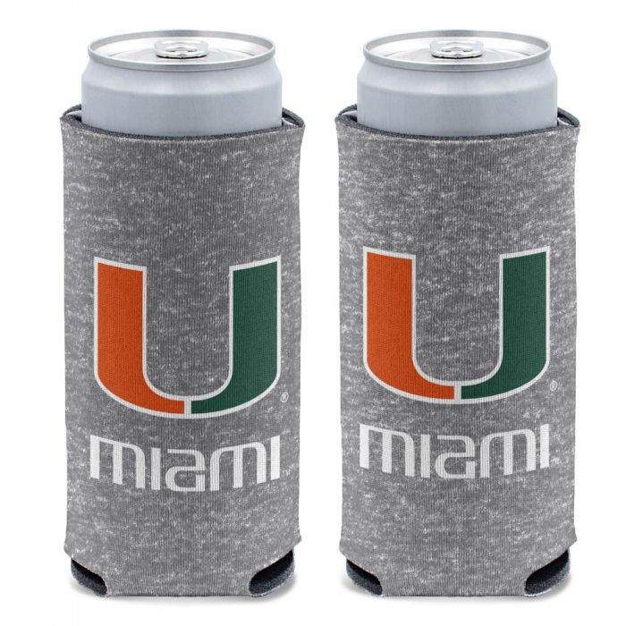 Miami Hurricanes 2-Sided Slim Can Cooler - Heathered Grey