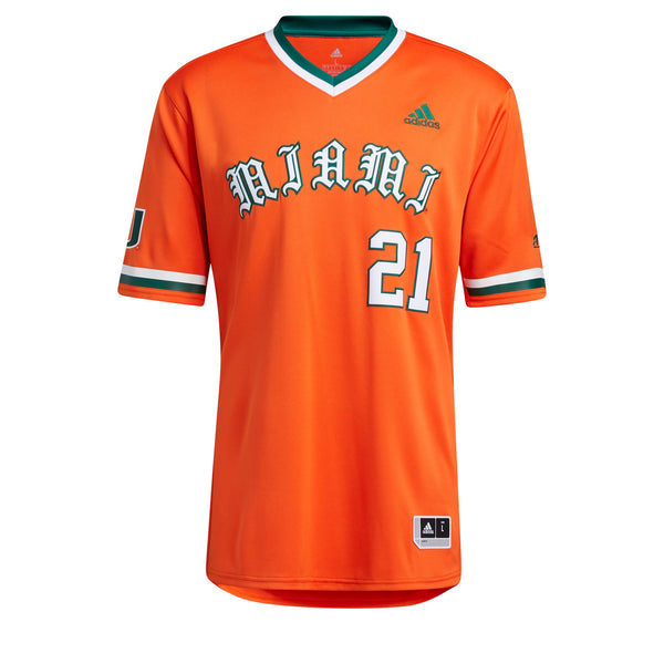 Custom Text Number Miami Hurricanes Orange Green Baseball Jersey - Teexpace