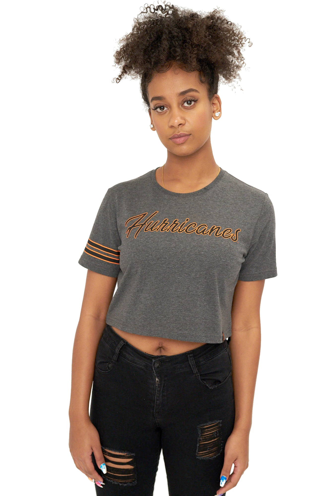 Miami Hurricanes INSZN Crop Top T-Shirt - Charcoal Grey