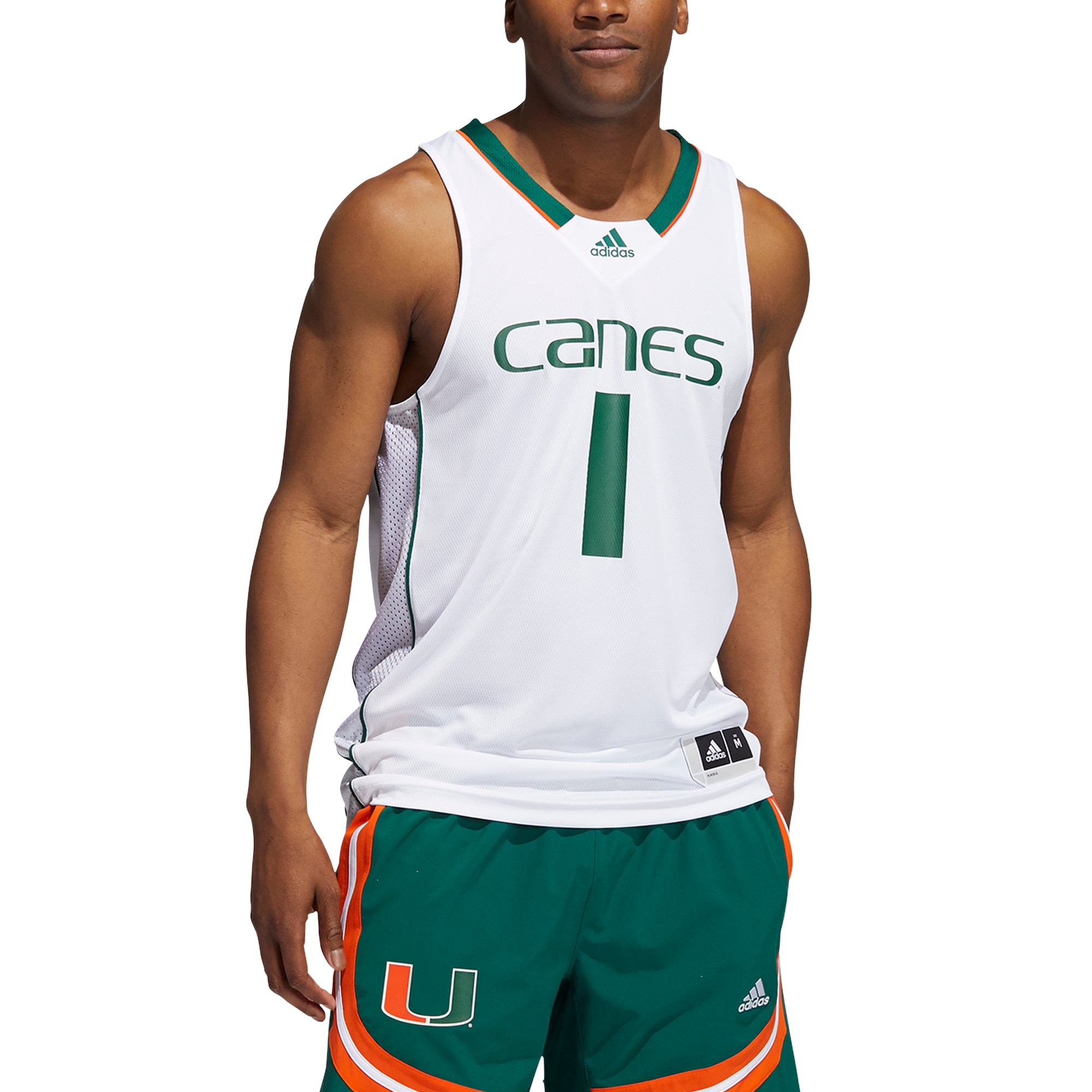 Men's adidas #1 Green Miami Hurricanes Swingman Basketball