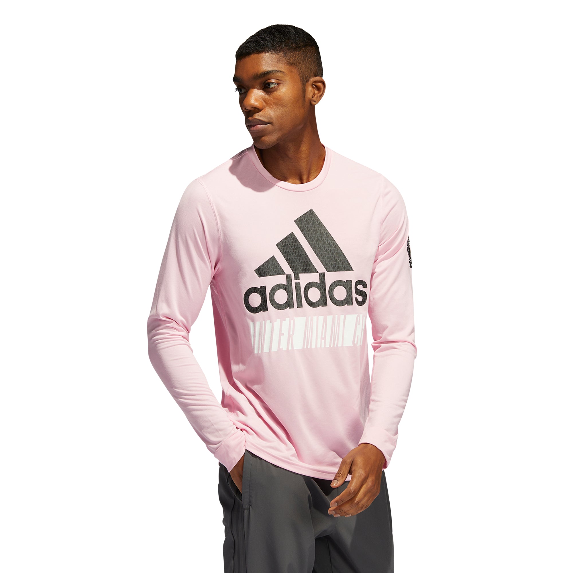 White and 2025 pink adidas shirt