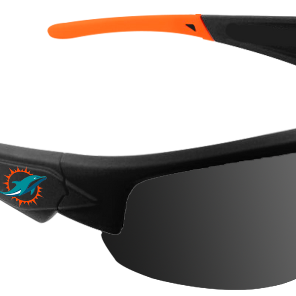 Miami Dolphins Dynasty Raze HD Sunglasses - Black with Orange Tips