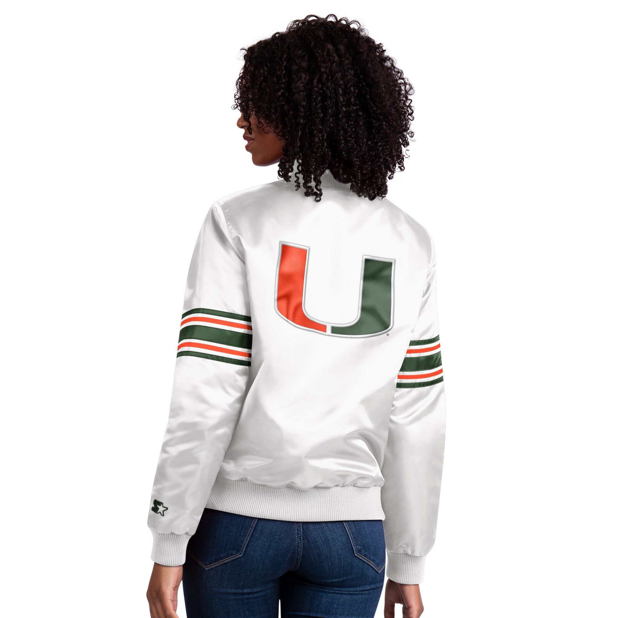 Miami Hurricanes Women\'s Satin Jacket - Starter White